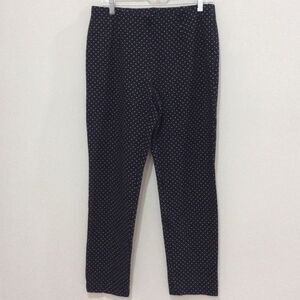 J. Jill Polka Dot Pants Black Ponte Knit Slim Leg Sz Medium Elastic Waist
